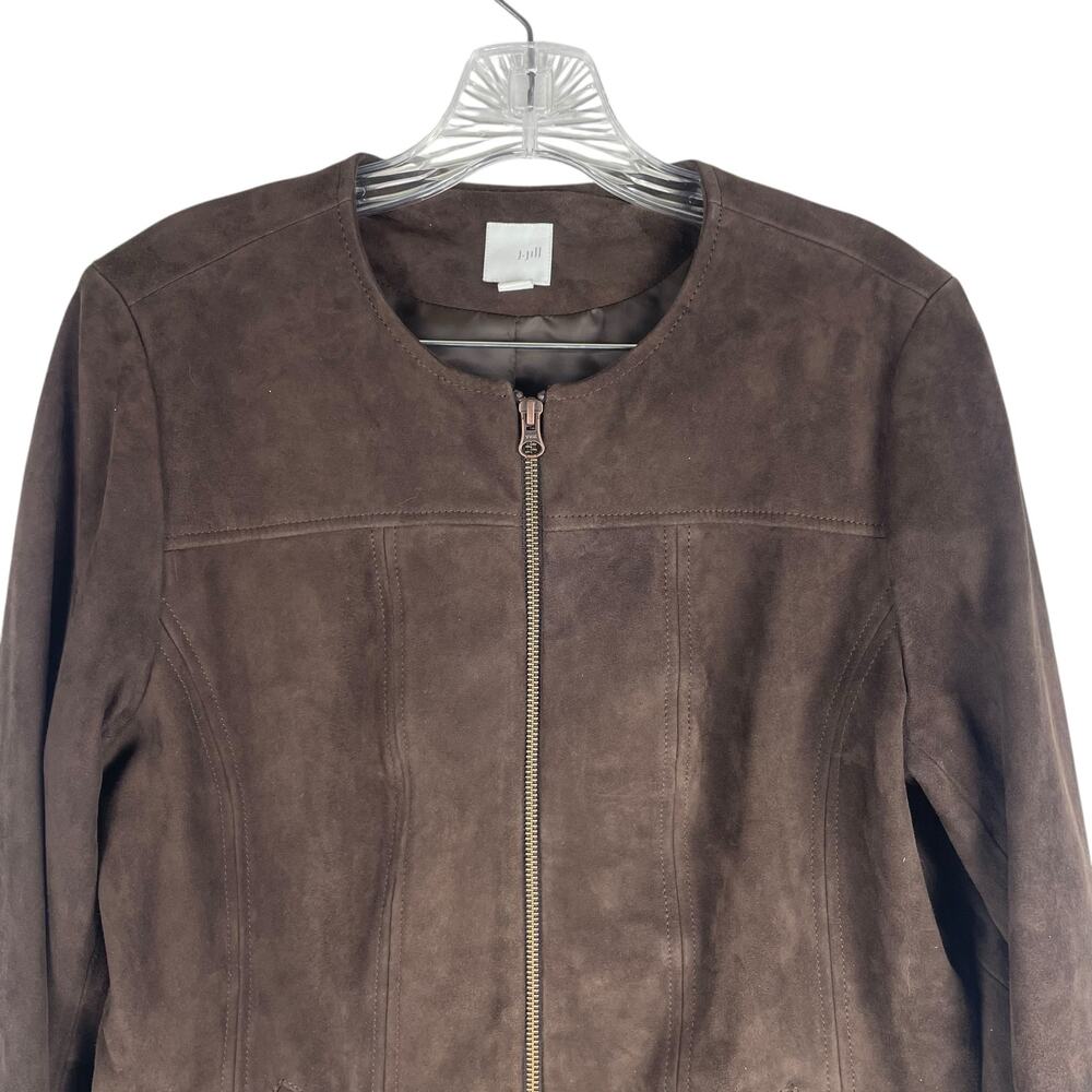 J. Jill Genuine Suede Leather Zip Jacket Walnut Brown Size S - Picture 4 of 11